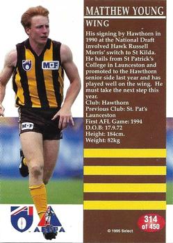 1995 Select AFL #314 Matthew Young Back